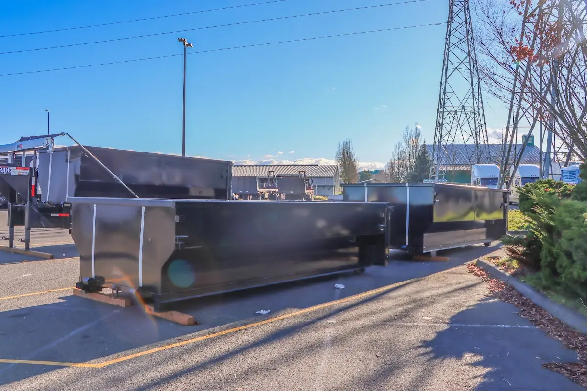 Roll-off dumpster ready for waste disposal at job site for 12 Yard Dumpster Rental in Walnut